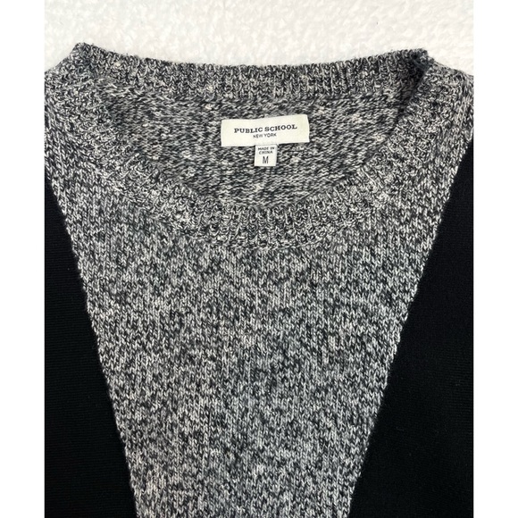 PUBLIC SCHOOL • NY Sana Black/Grey Colorblock Cropped Crewneck Knit Sweater - Picture 12 of 16